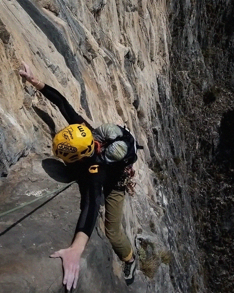 Hanging on a cliff